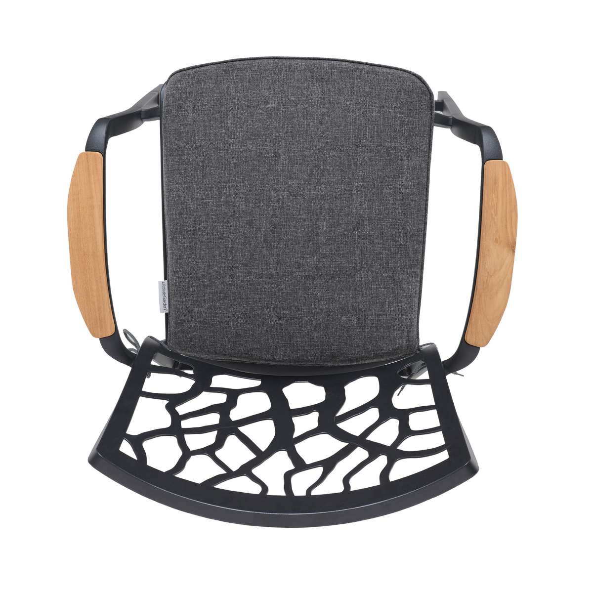 Portals Outdoor Patio Aluminum Chair in Black with Natural Teak Wood Accent-Set of 2 By Armen Living - Image 12