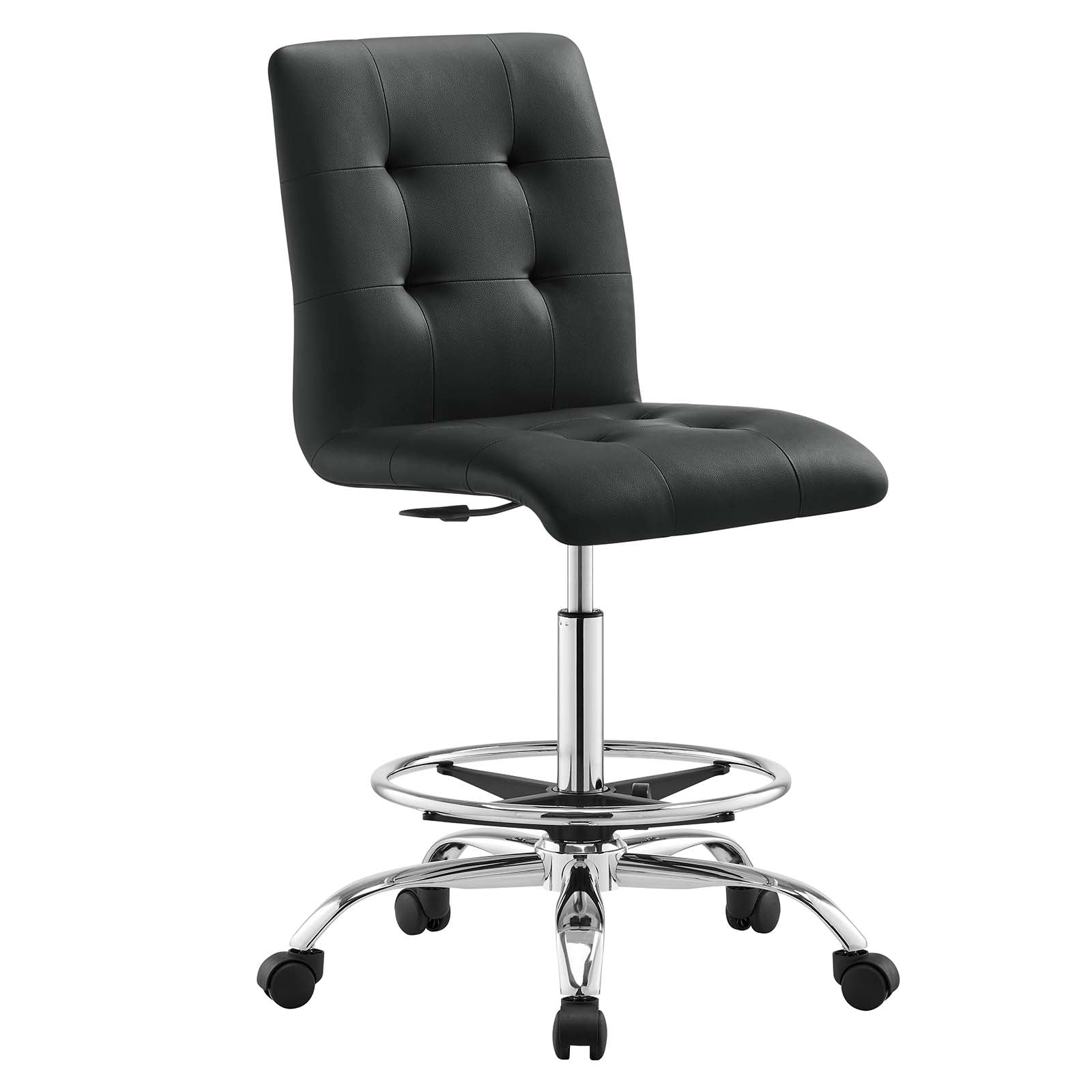 Prim Armless Vegan Leather Drafting Chair By Modway - EEI-4981 - Image 2