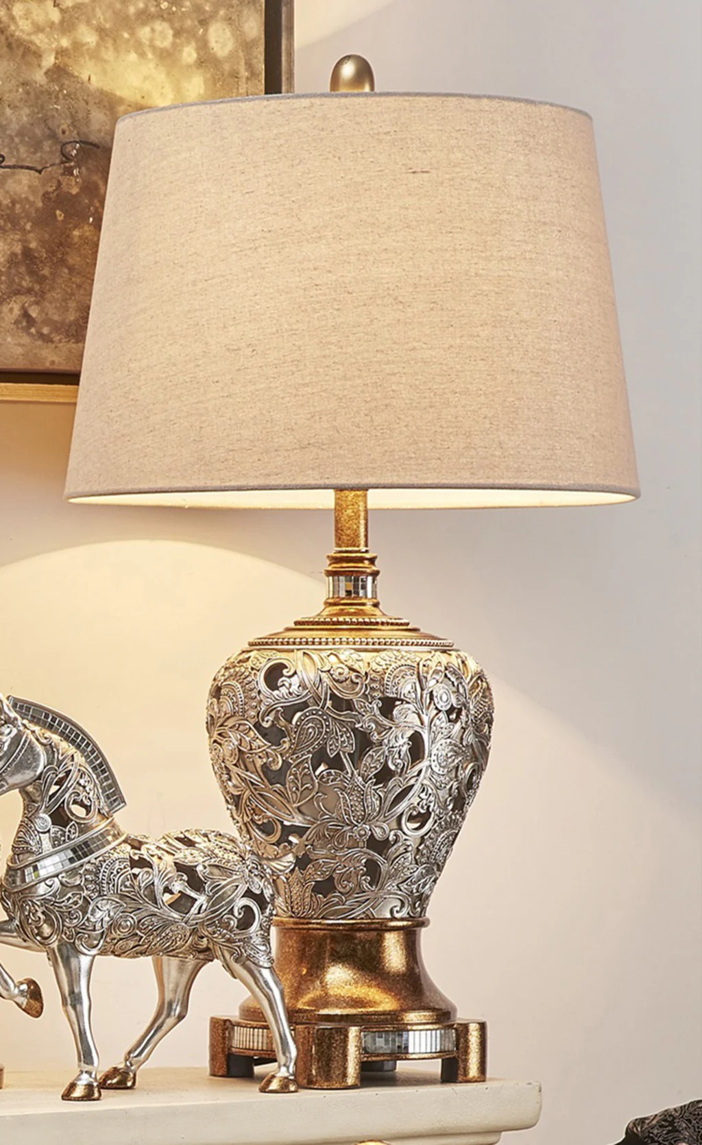 Primo Tall Silver and Gold Table Lamp By Homeroots