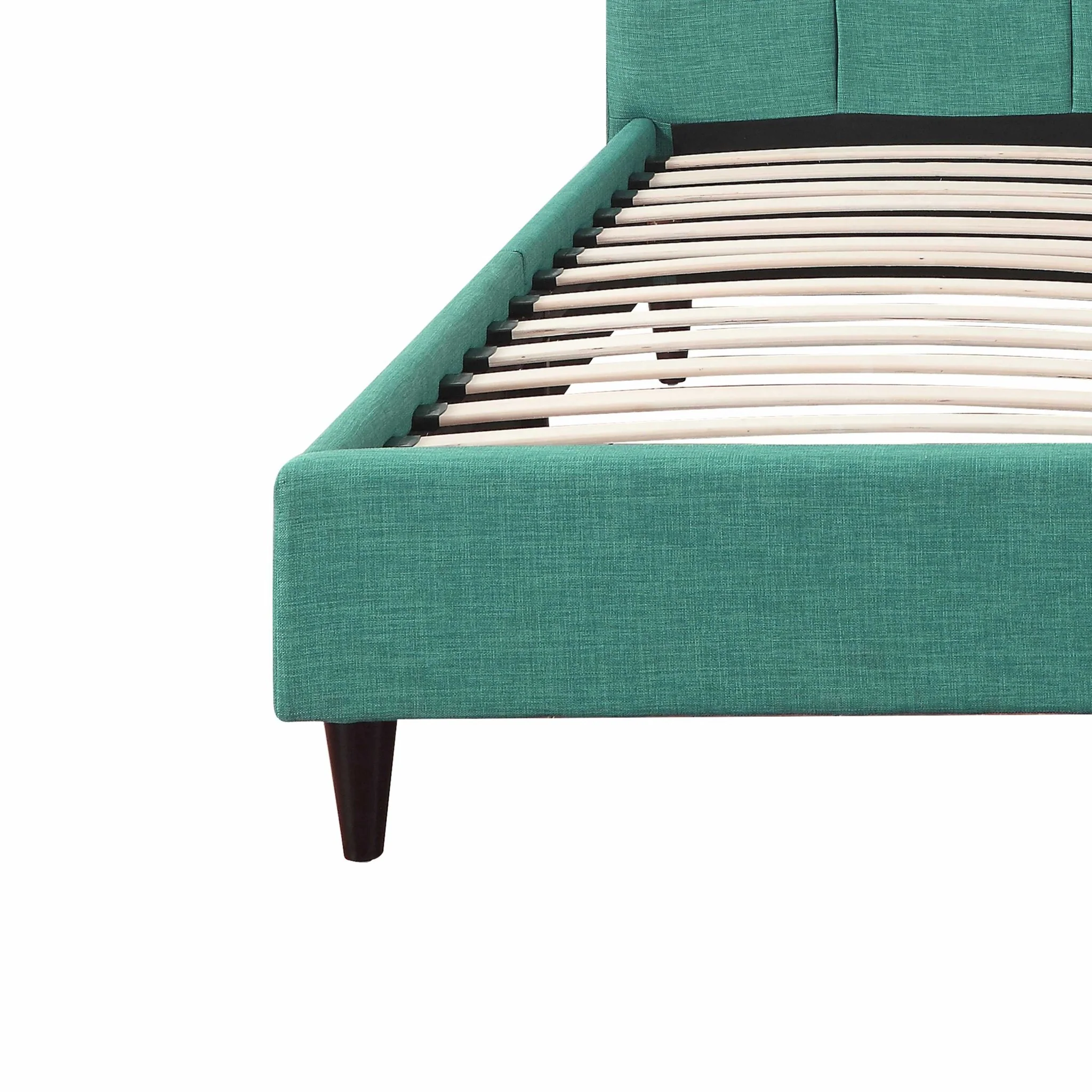 Queen Blue Modern Upholstered Square Stitched Platform Bed By Homeroots - Image 5