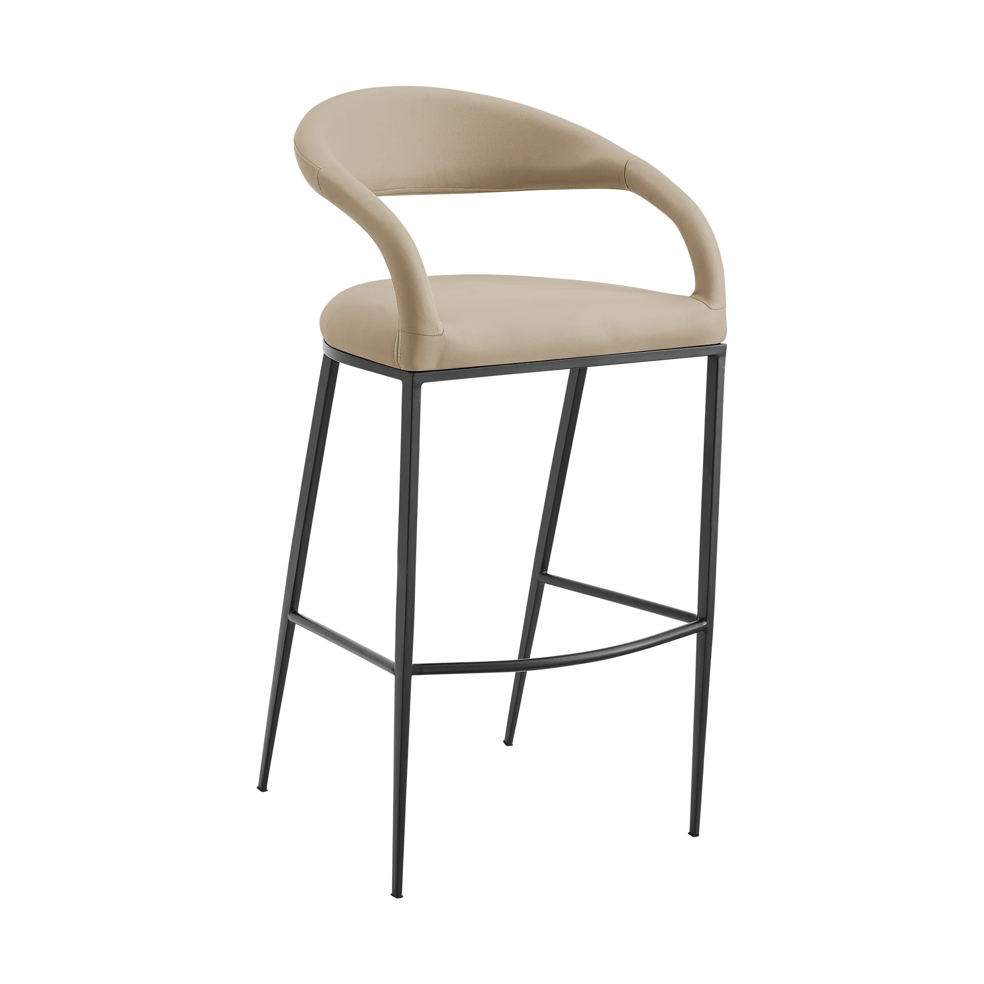 Ramona 26" Counter Stool with Matte Black Iron and Beige Faux Leather By Armen Living - Image 2