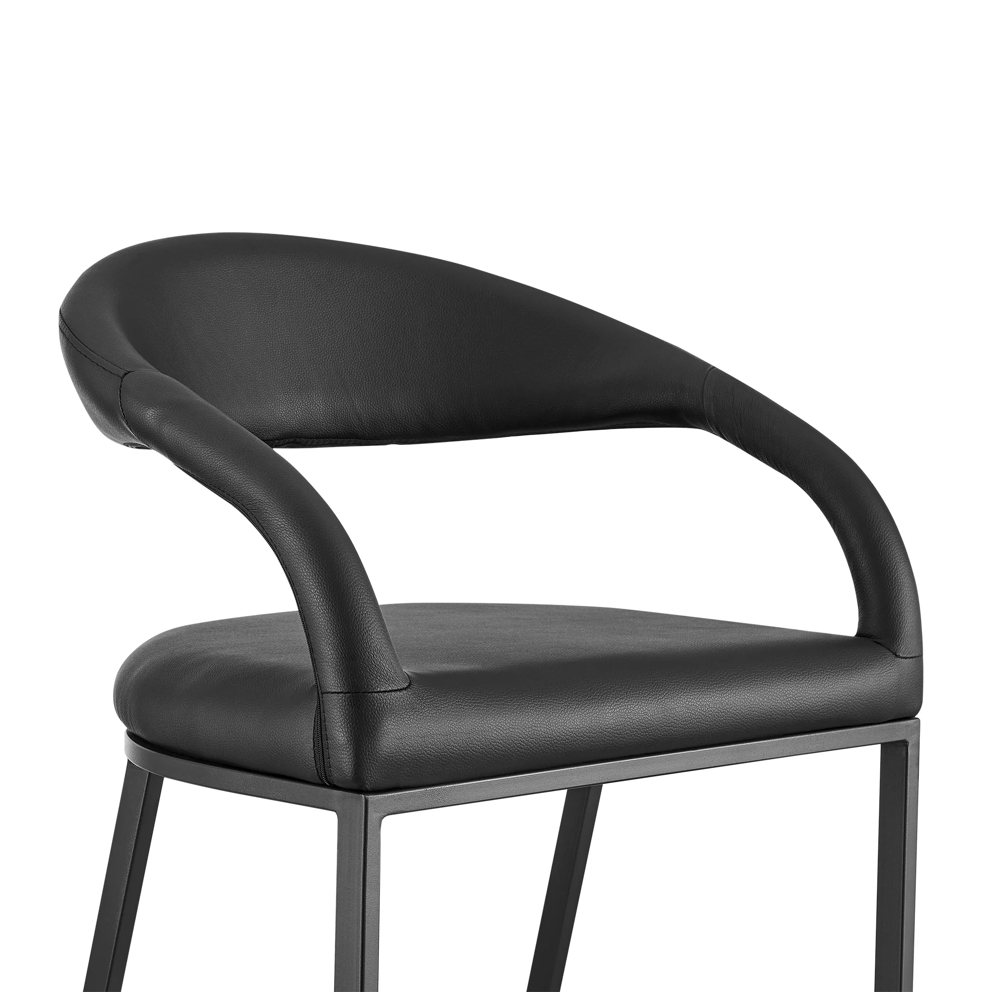 Ramona 26" Counter Stool with Matte Black Iron and Black Faux Leather By Armen Living - Image 5