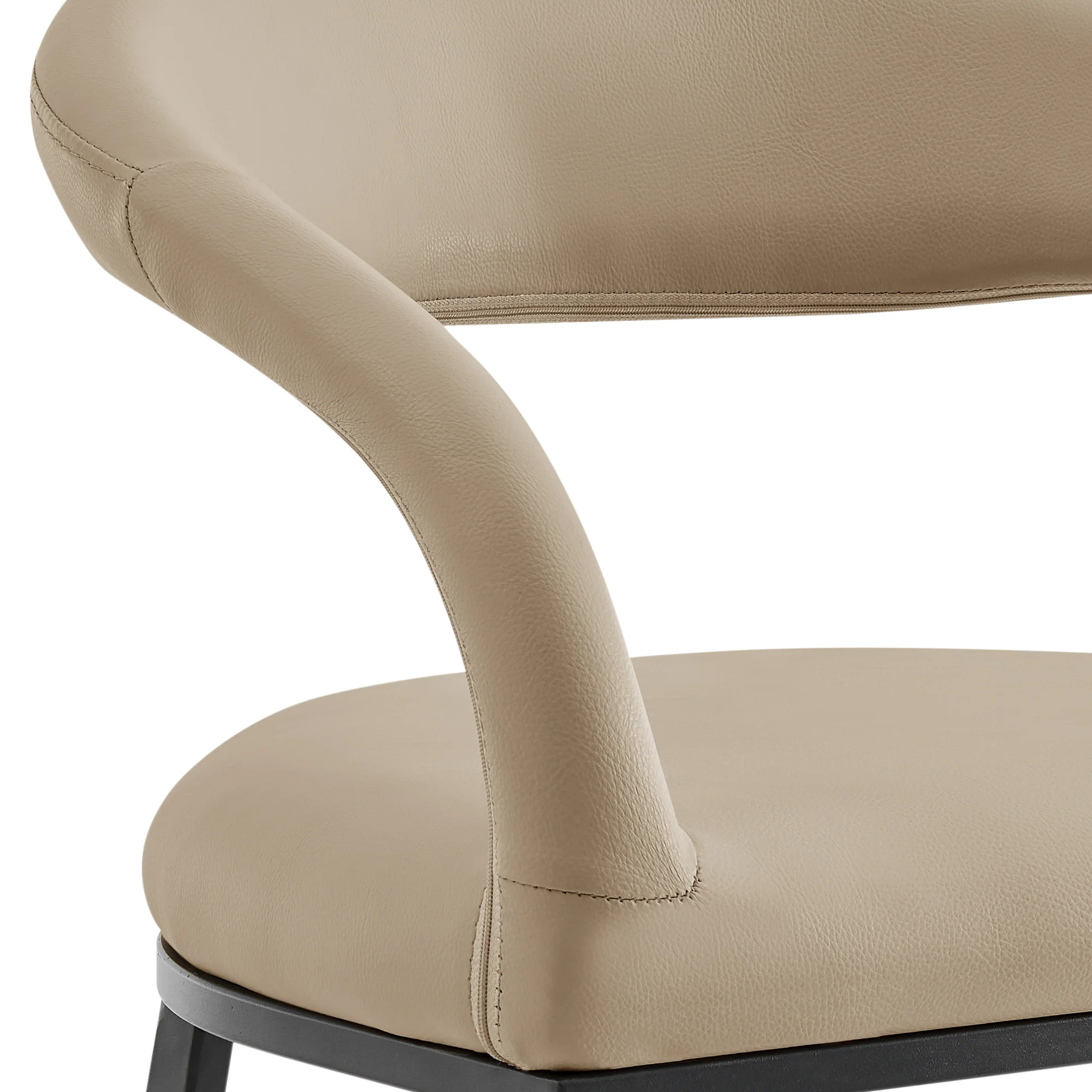 Ramona 30" Bar Stool with Matte Black Iron and Beige Faux Leather By Armen Living - Image 7