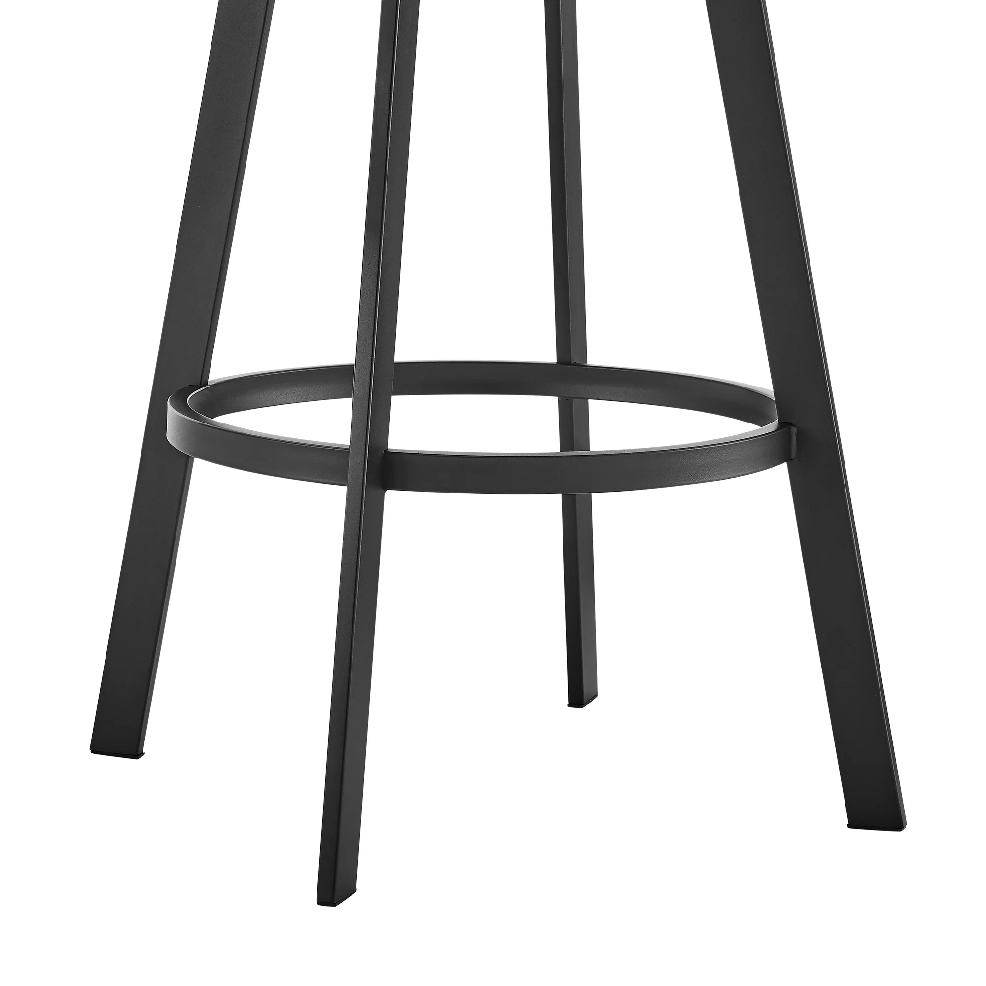 Ramona 30" Swivel Bar Stool with Matte Black Iron and Beige Faux Leather By Armen Living - Image 8