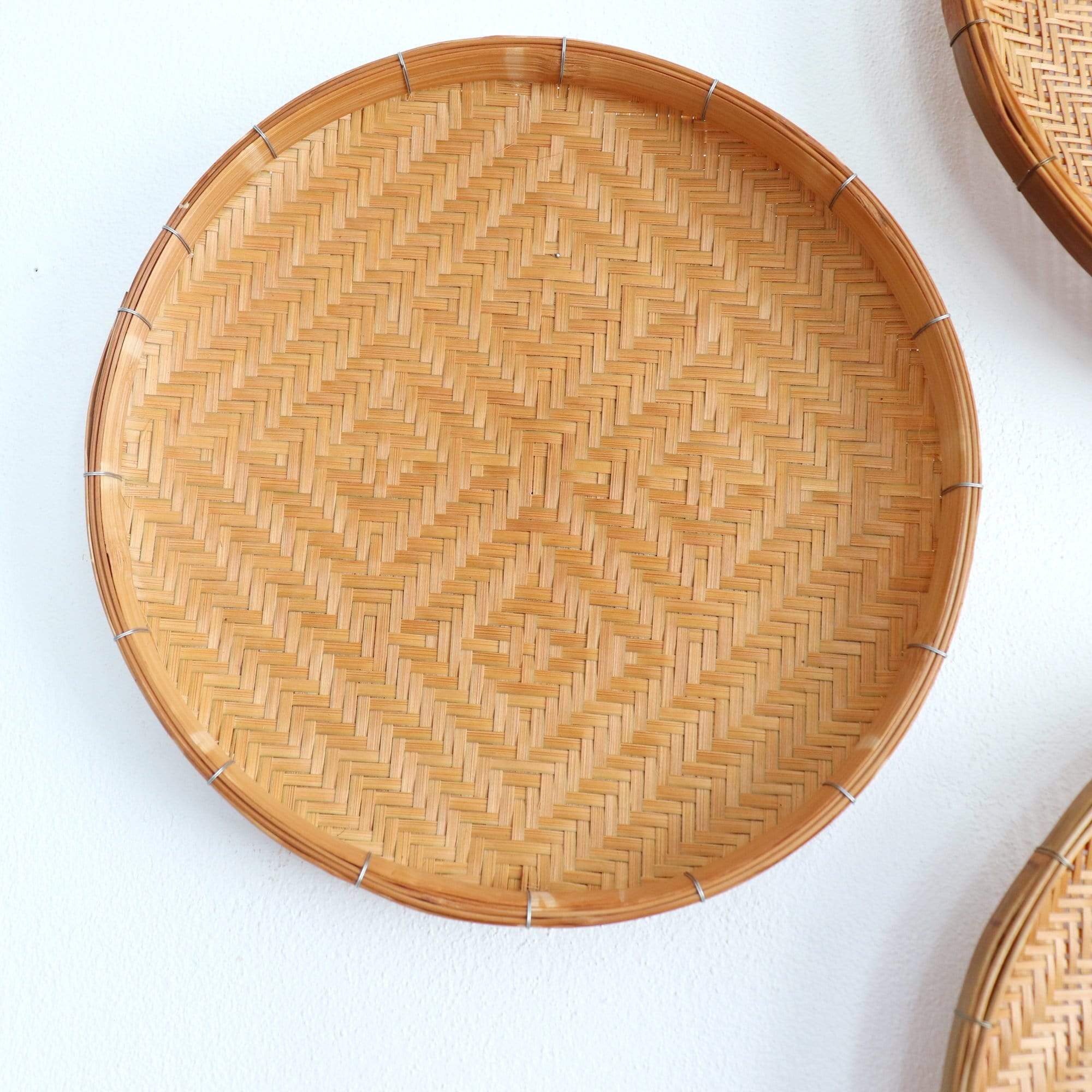 Ranoo - Round Bamboo Wall Plates (Set Of 3) 14 Inches And 9 Inches Baskets By Thaihome - Image 5