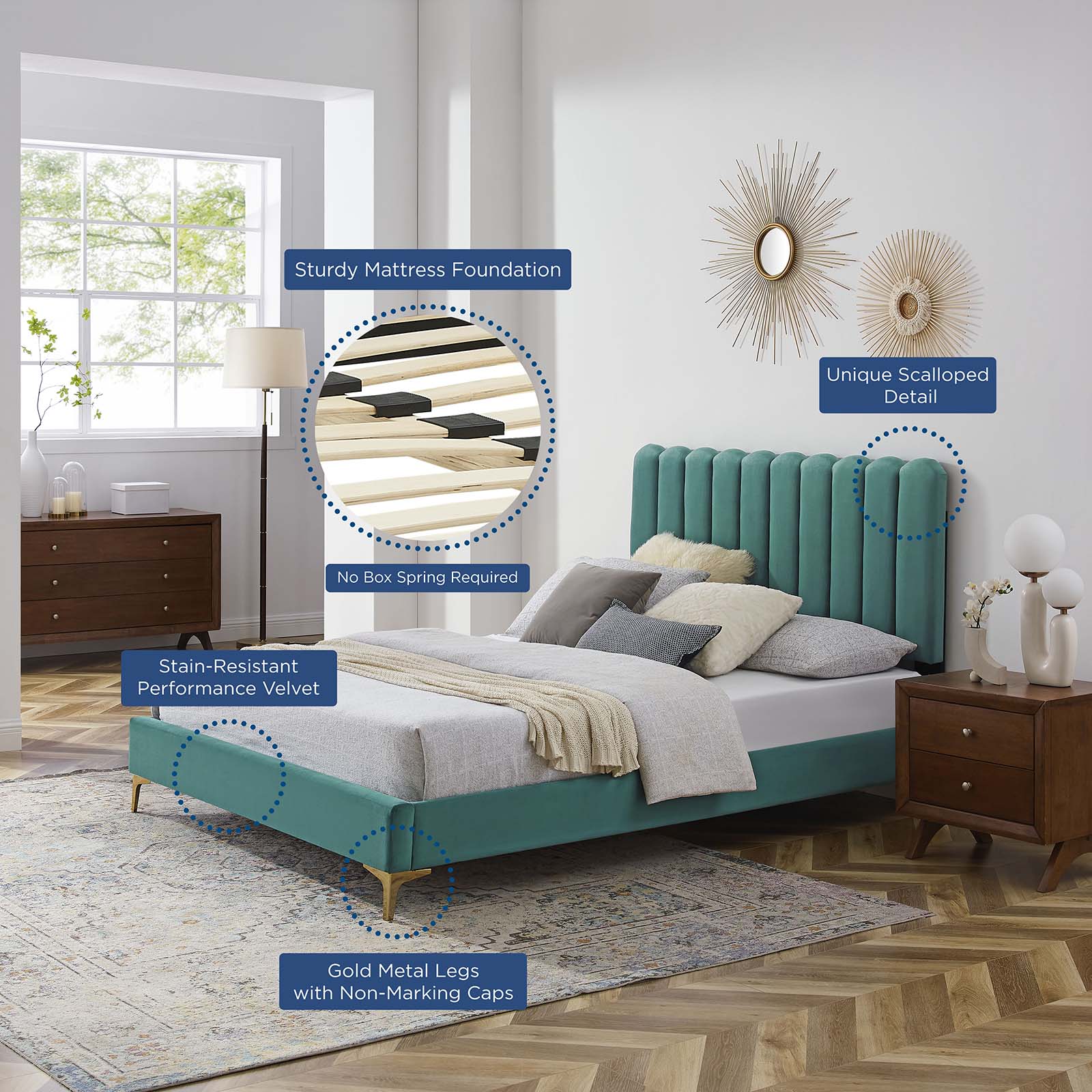 Reagan Twin Performance Velvet Platform Bed By Modway - MOD-6885 - Image 105