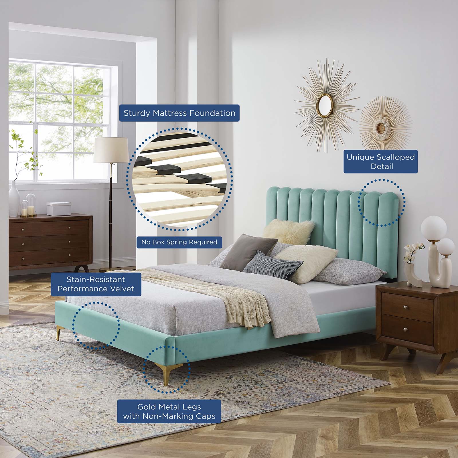 Reagan Twin Performance Velvet Platform Bed By Modway - MOD-6885 - Image 57