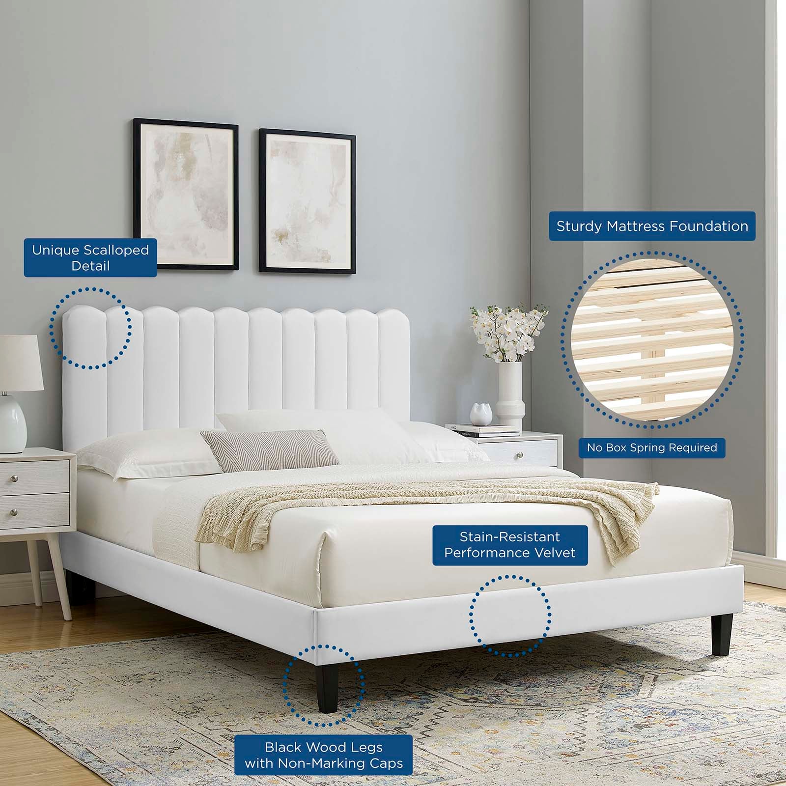 Reagan Twin Performance Velvet Platform Bed By Modway - MOD-6887 - Image 121