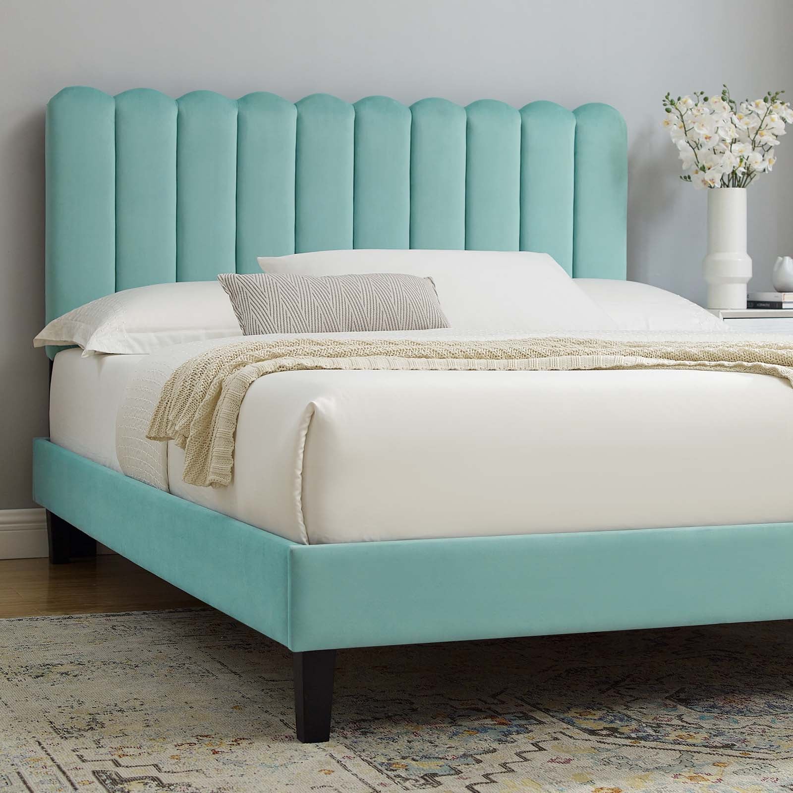 Reagan Twin Performance Velvet Platform Bed By Modway - MOD-6887 - Image 56