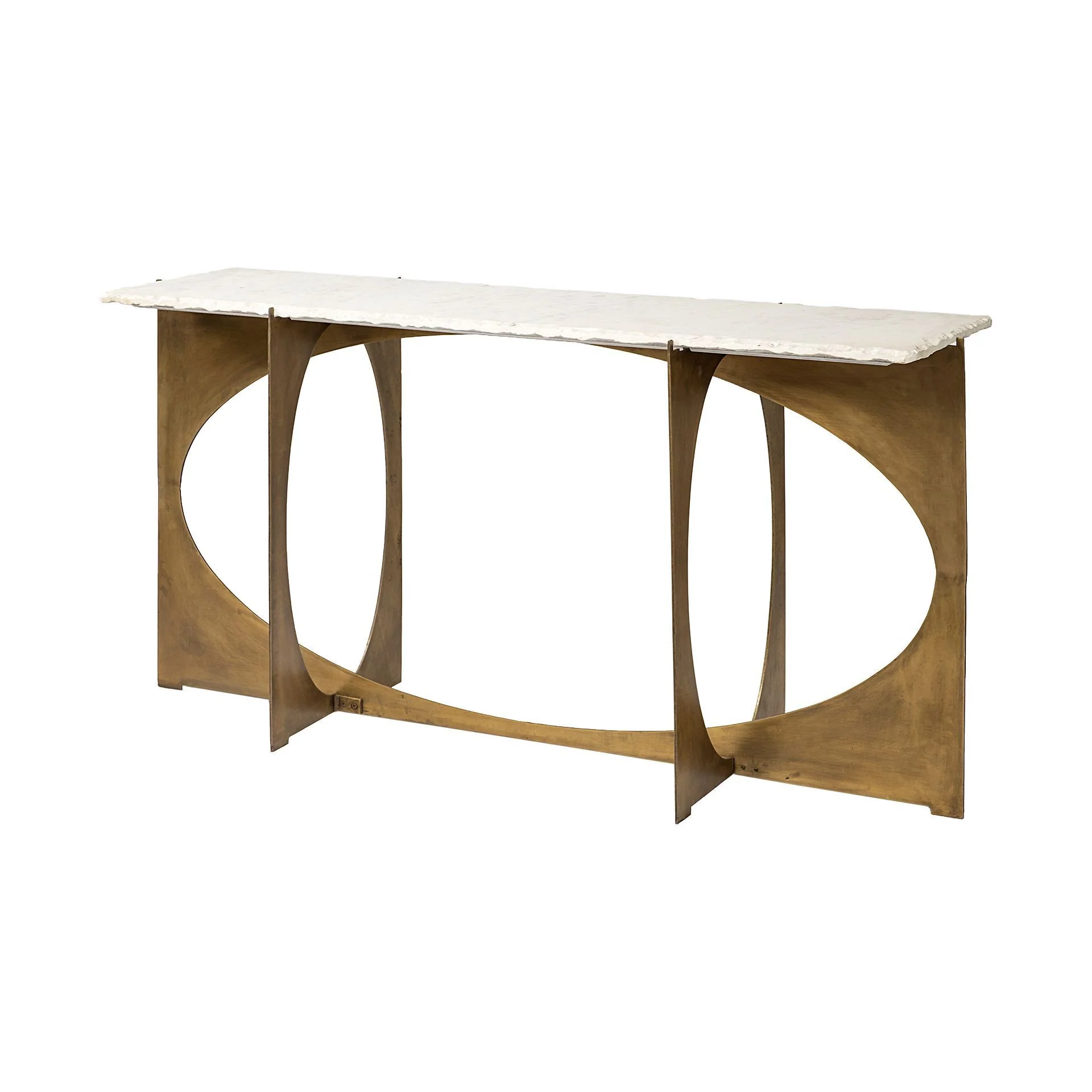 Rectangular White Marble Console Table With Gold Metal Base By Homeroots
