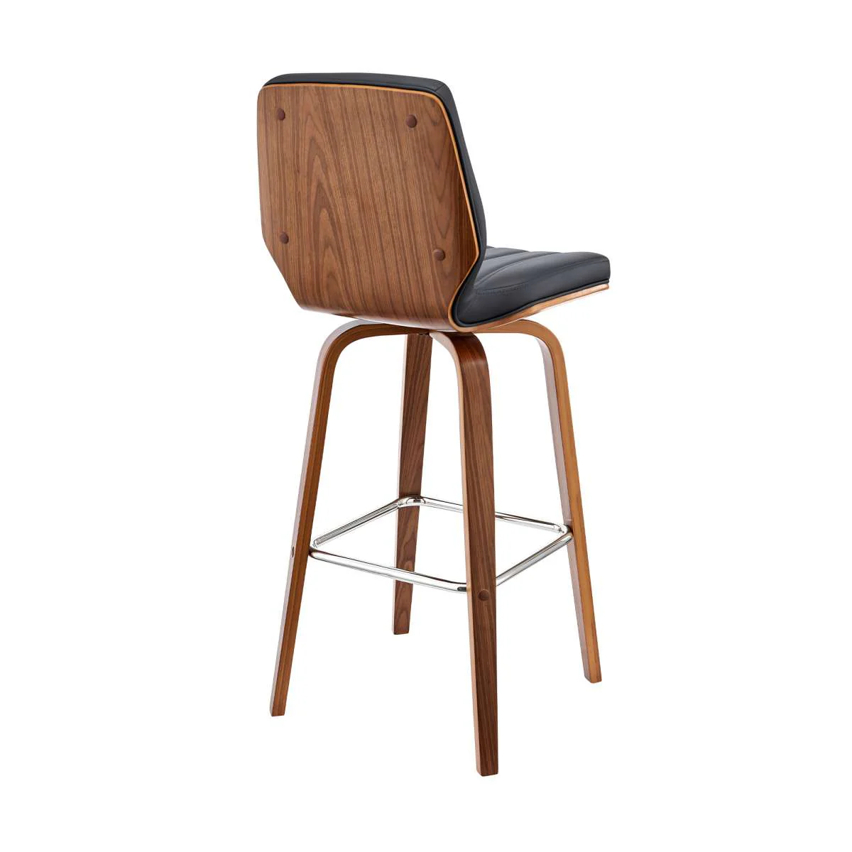 Renee 30" Swivel Grey Faux Leather and Walnut Wood Bar Stool By Armen Living - Image 4