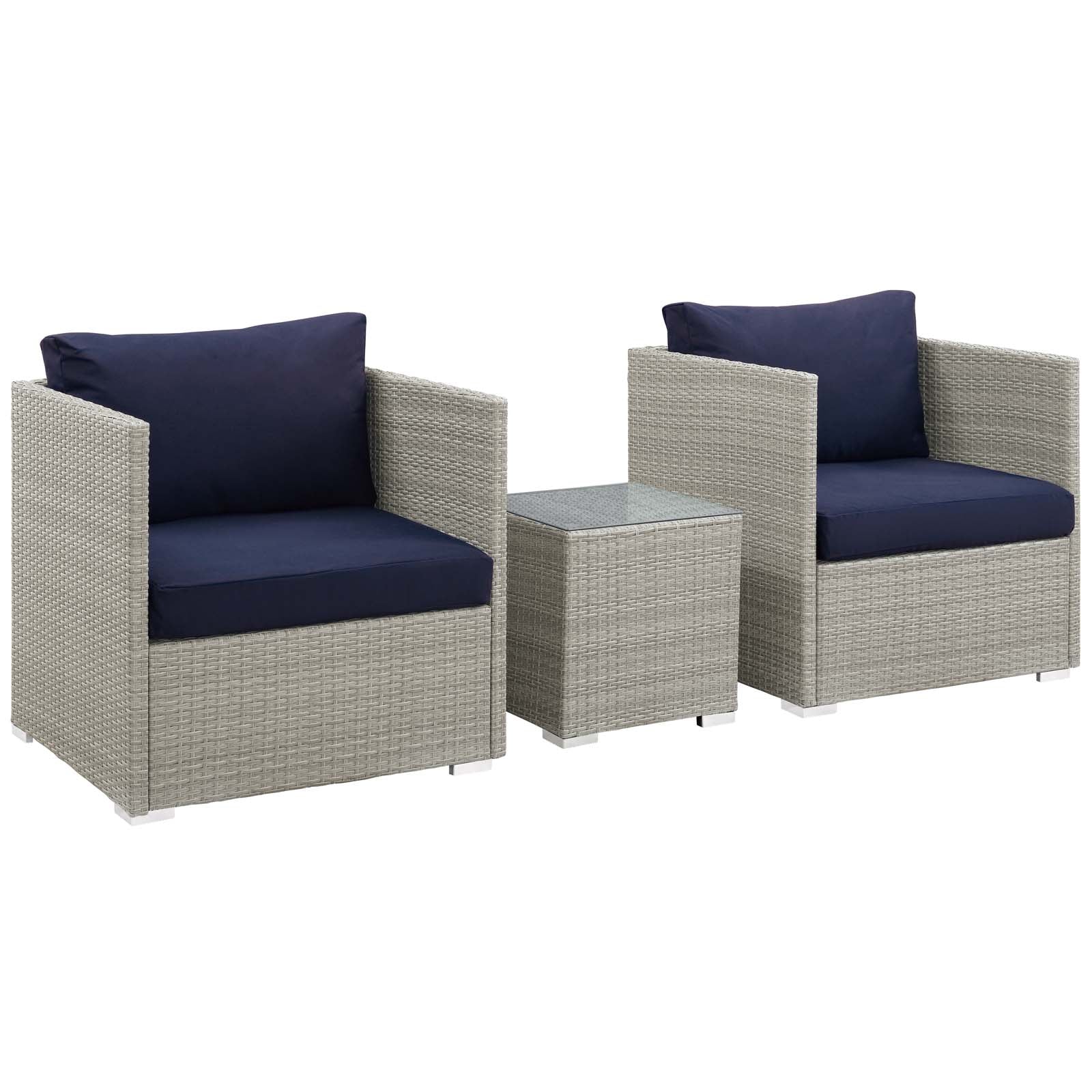 Repose 3 Piece Outdoor Patio Sunbrella® Sectional Set By Modway - EEI-3007