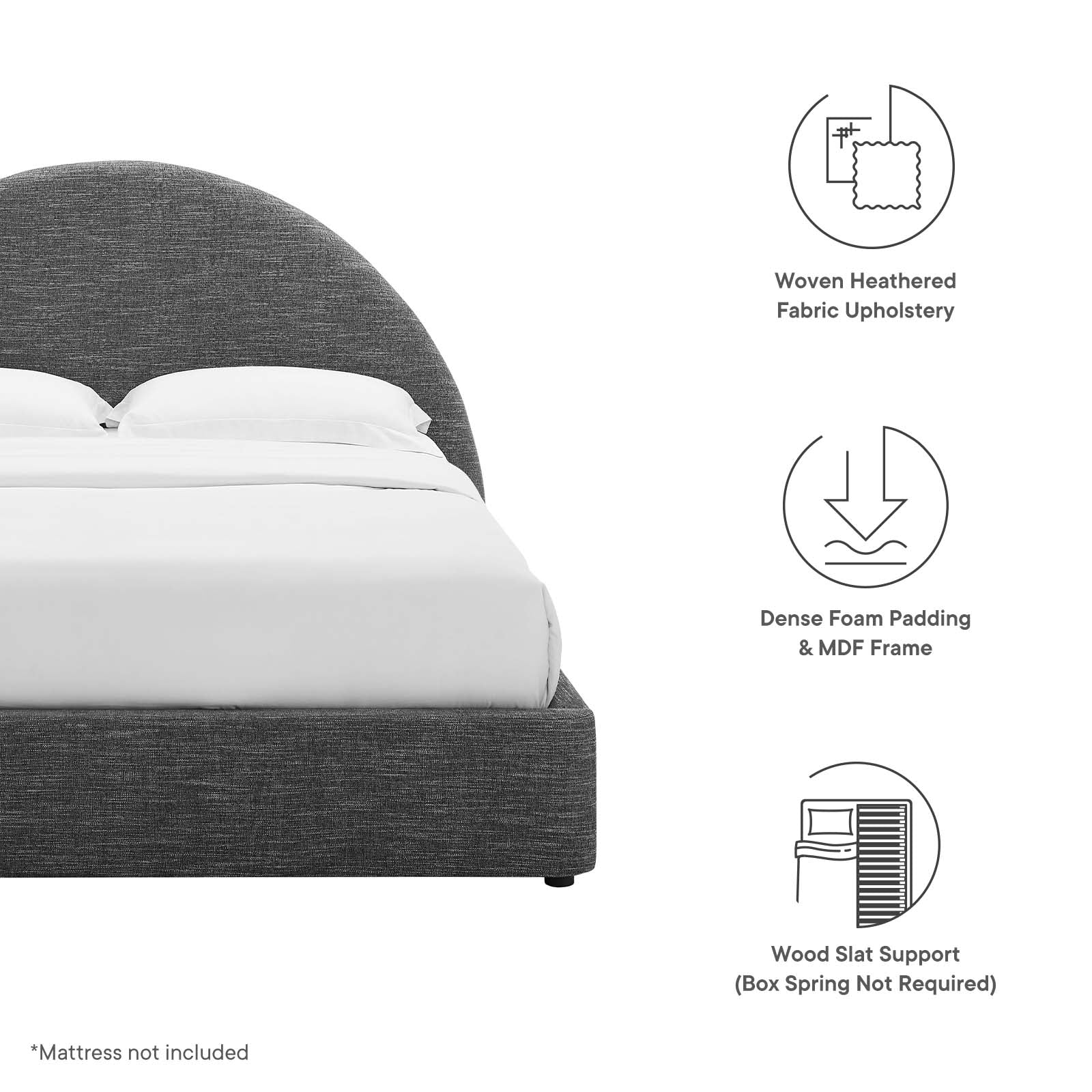 Resort Upholstered Fabric Arched Round Queen Platform Bed By Modway - MOD-7132 - Image 23