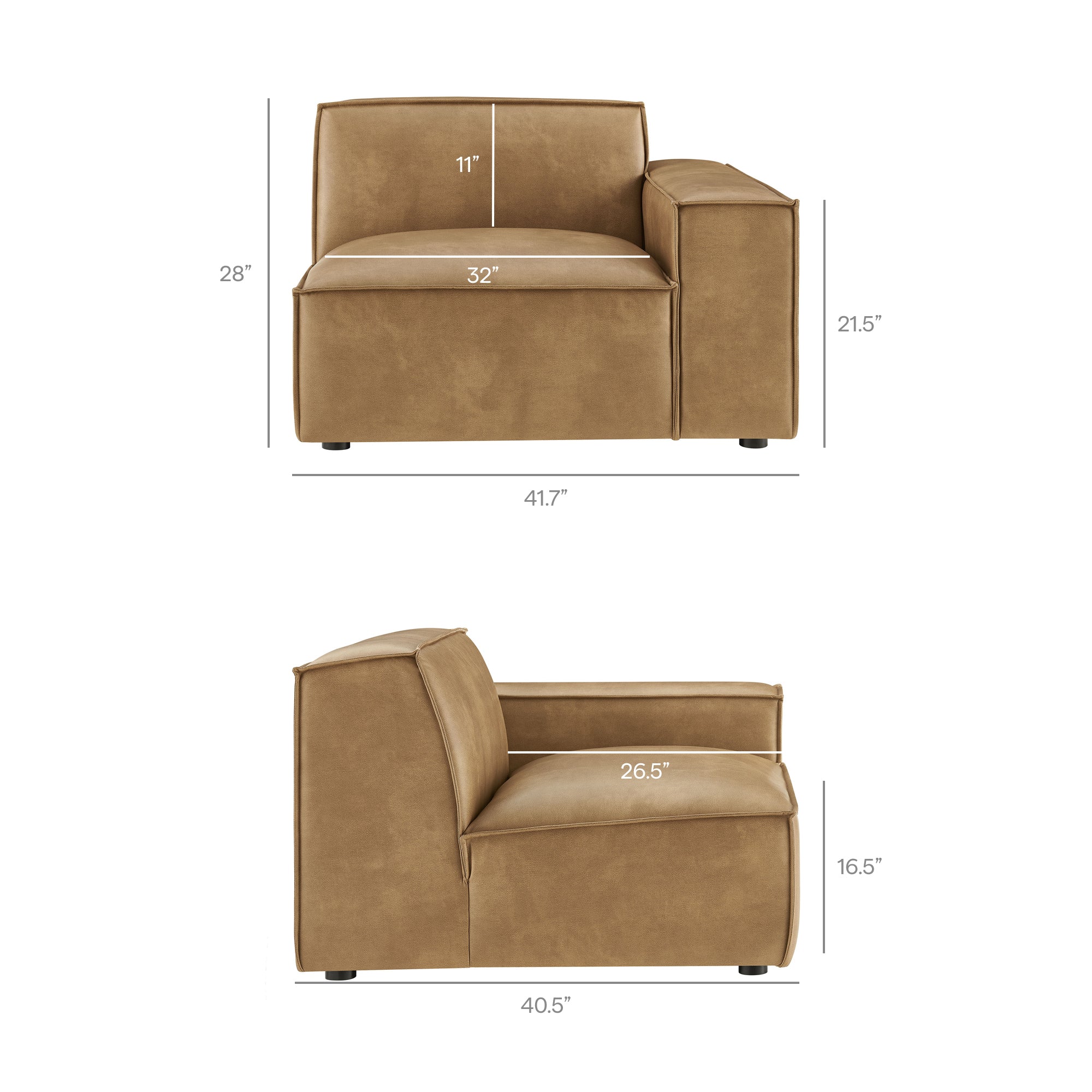 Restore Vegan Leather Right-Facing Modular Lounge Chair by Modway - Image 18