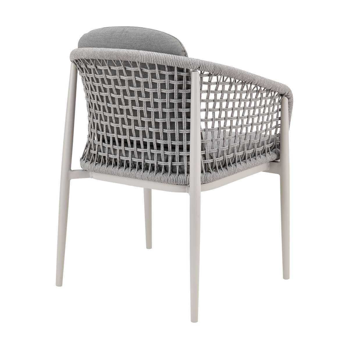 Rhodes Outdoor Patio 5 Piece Dining Set in Aluminum with Sintered Stone and Gray Cushions By Armen Living - Image 3