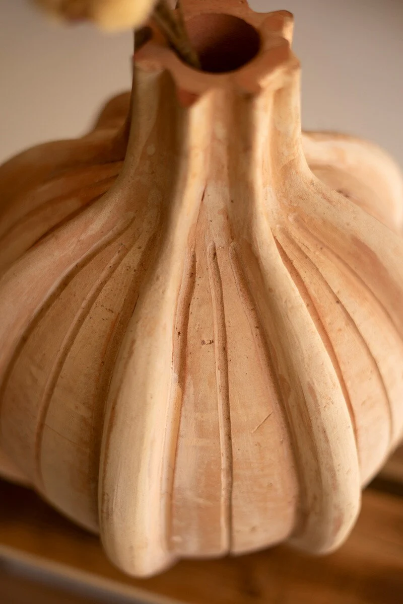 Ribbed Terracotta Vase By Kalalou - Image 4