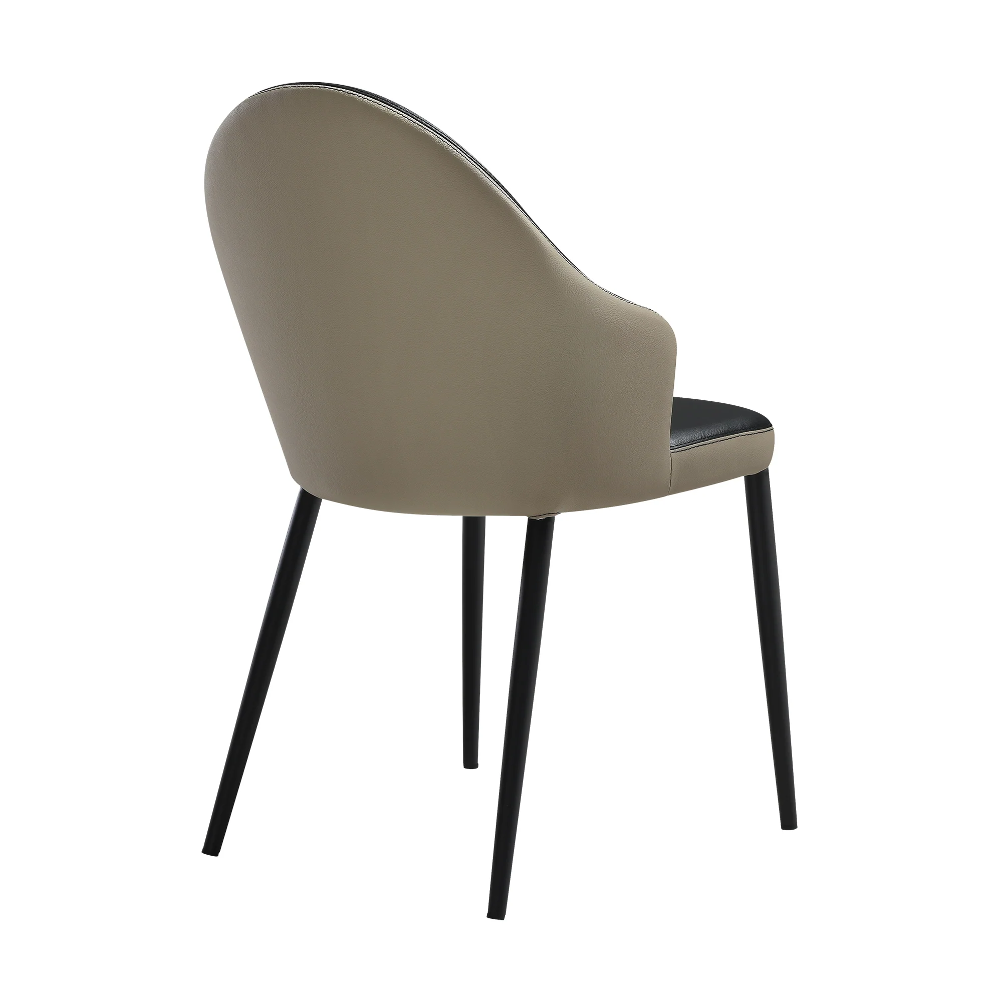 Rocco Upholstered Dining Chair in Taupe Gray and Black Faux Leather with Black Metal Legs - Set of 2 By Armen Living - Image 6