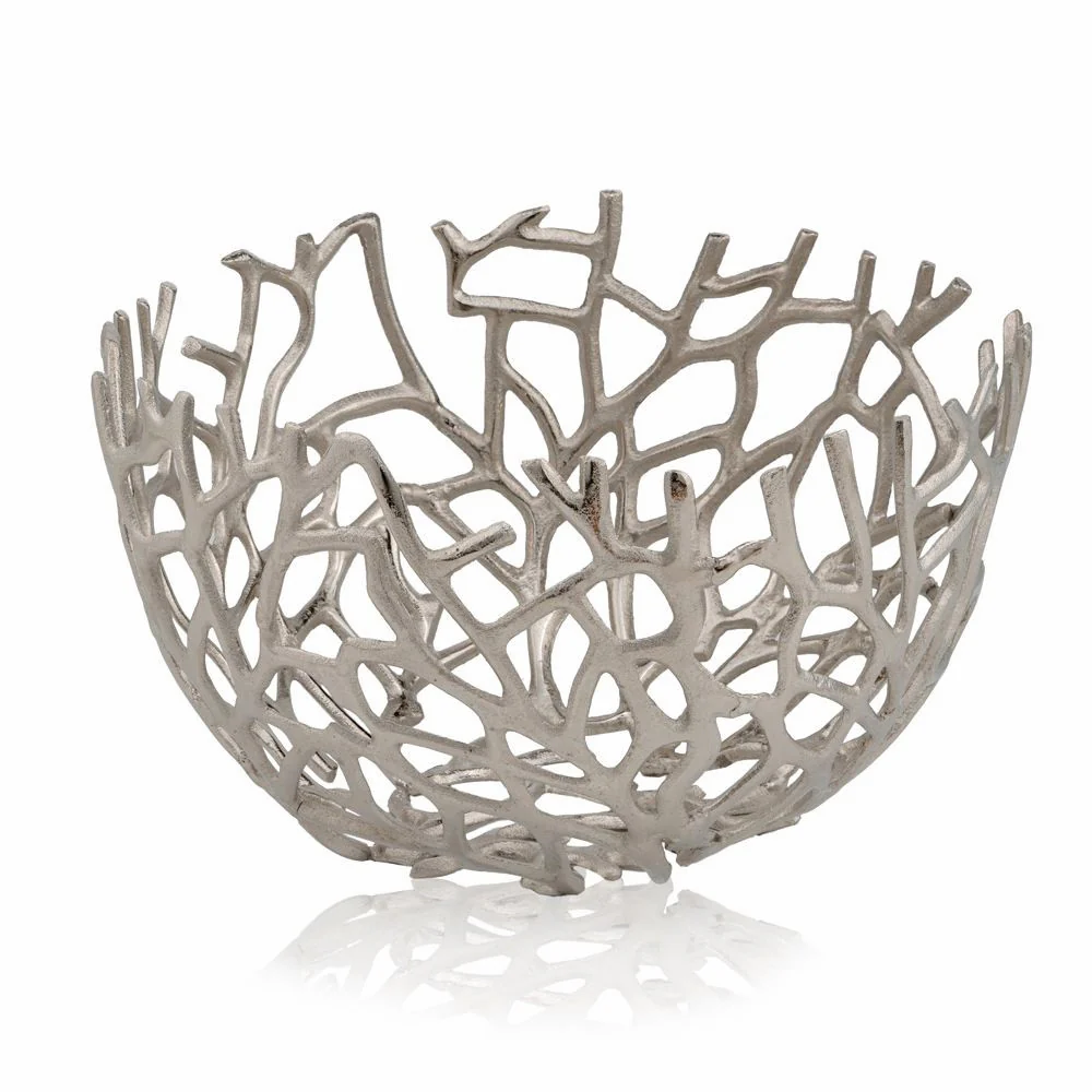 Round Silver Twigs Centerpiece Bowl By Homeroots