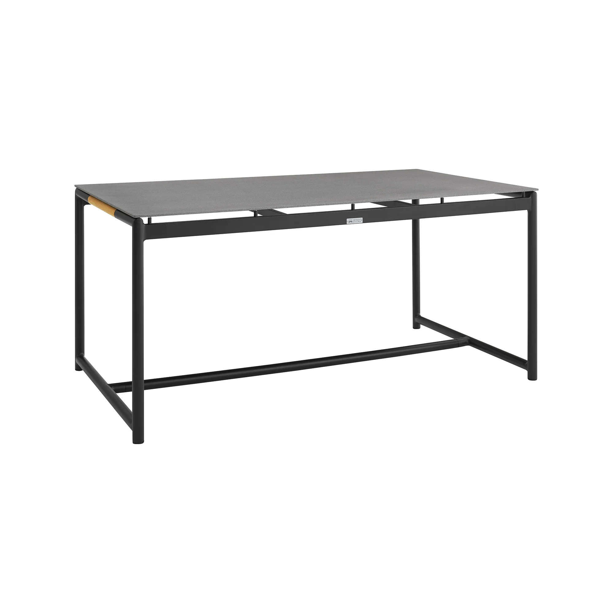 Royal Black Aluminum and Teak Outdoor Dining Table with Stone Top By Armen Living - Image 2