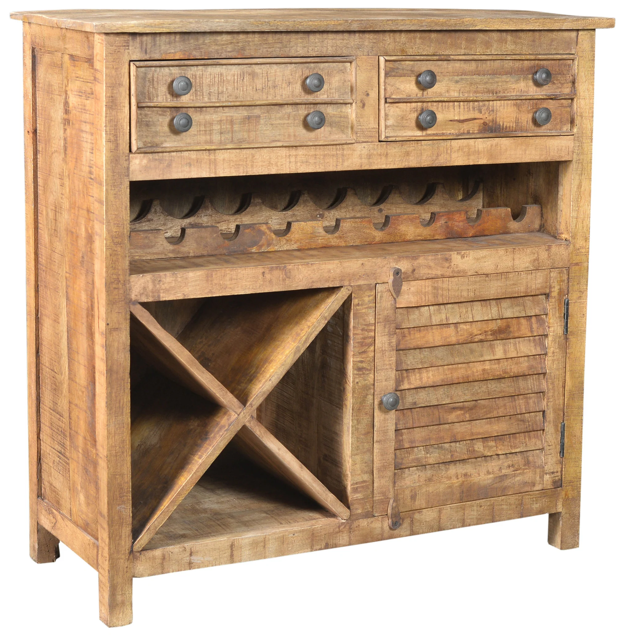 Rustic Natural Solid Wood 2 Door Wine Bar Cabinet By Homeroots