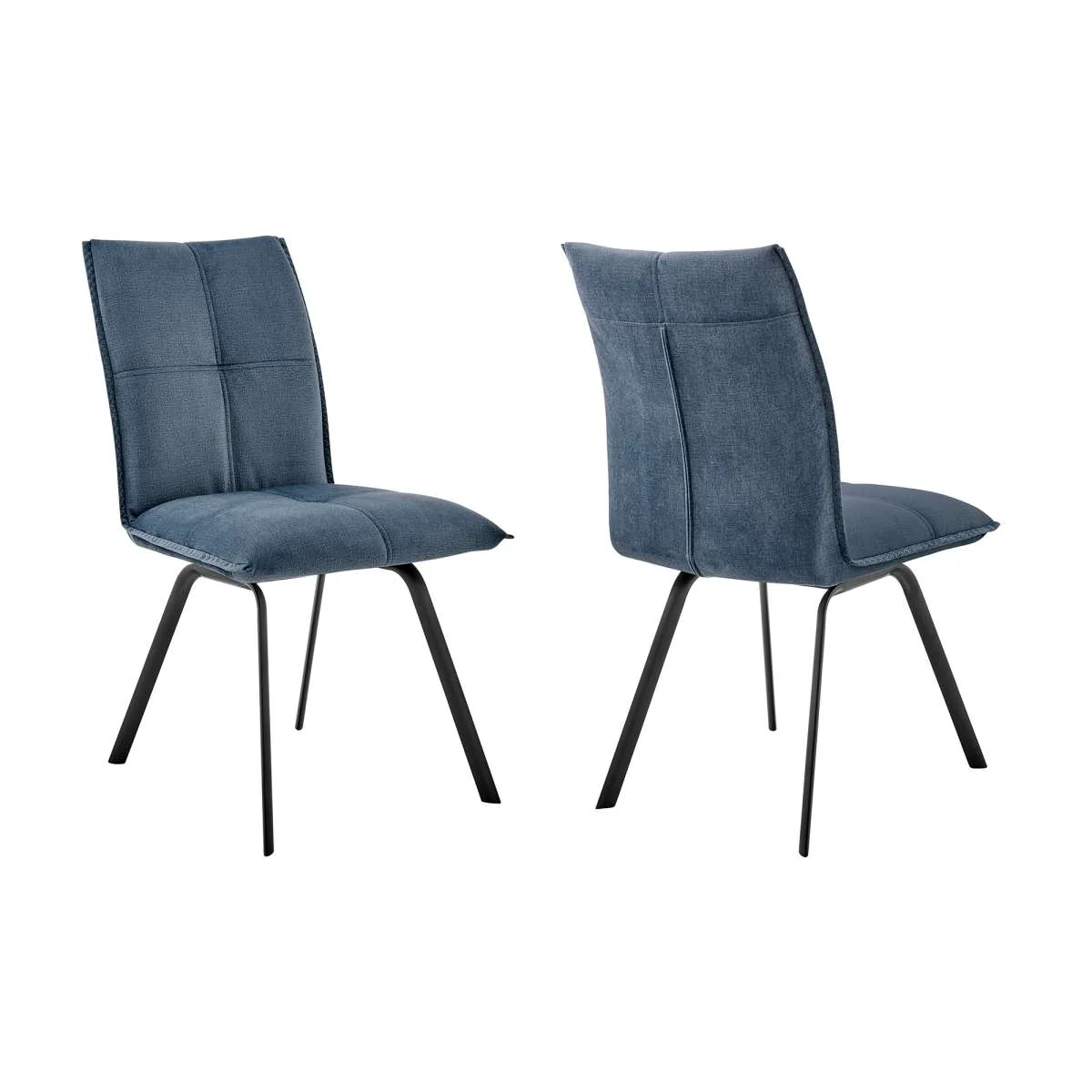 Rylee Dining Room Accent Chair in Blue Fabric and Black Finish - Set of 2 By Armen Living