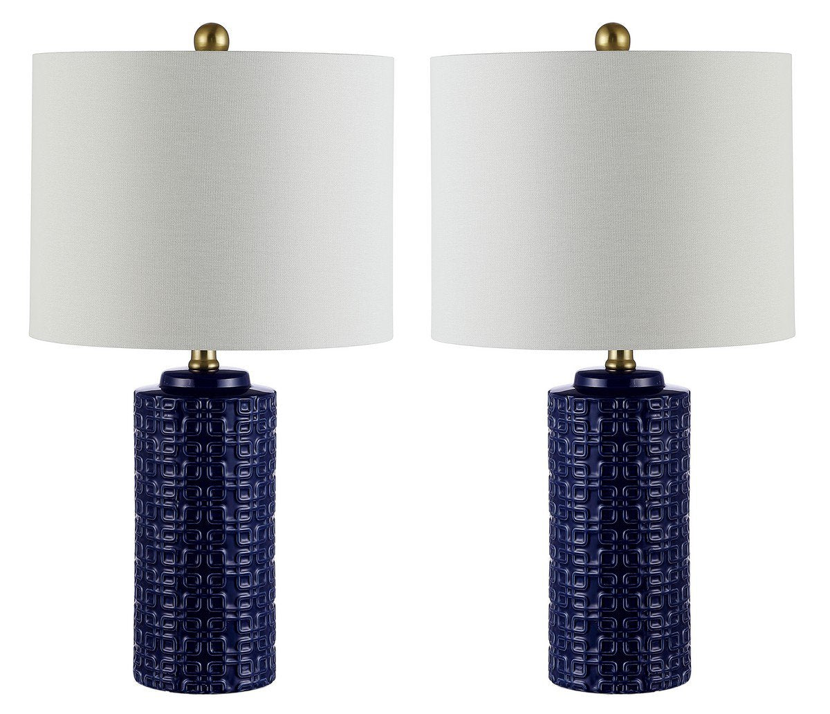 Safavieh Artef Ceramic Table Lamp Set Of 2 - Navy Blue