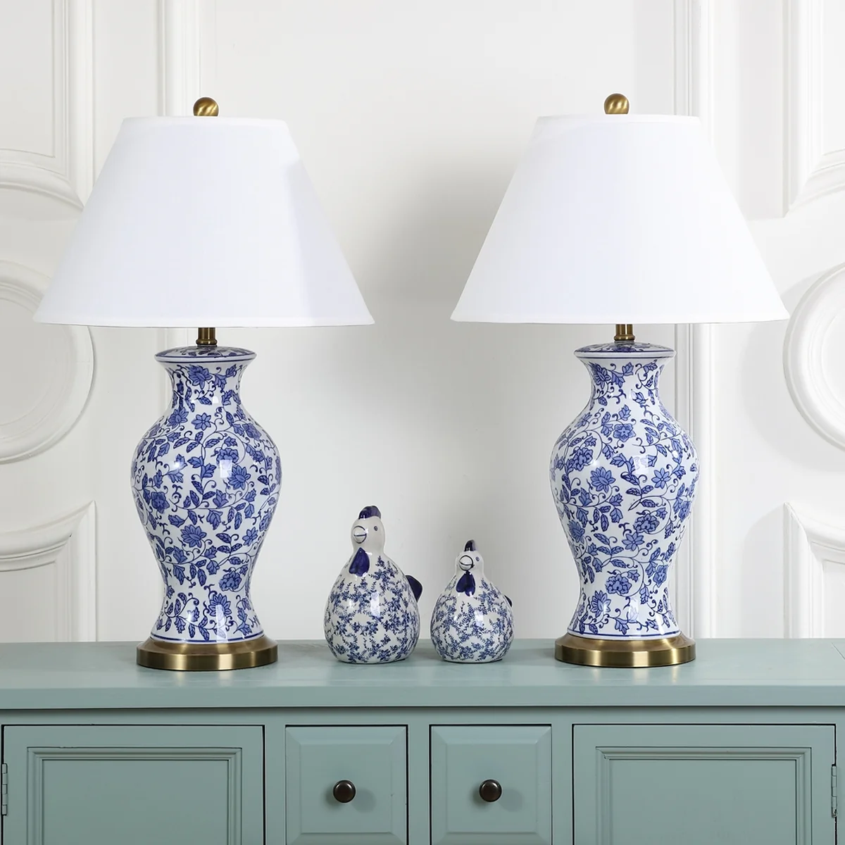 Safavieh Beijing 29-Inch H Floral Urn Lamp Set Of 2 - Blue