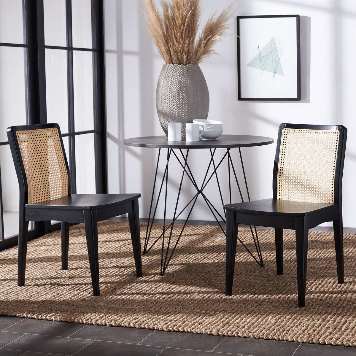 Safavieh Benicio Rattan Dining Chair Set Of 2 - Black