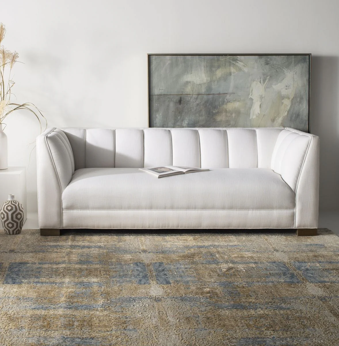 Safavieh Beverly Linen Blend Upholstered Fabric Sofa - White