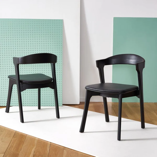 Safavieh Brylie Wood & Leather Chair Set Of 2 - Black