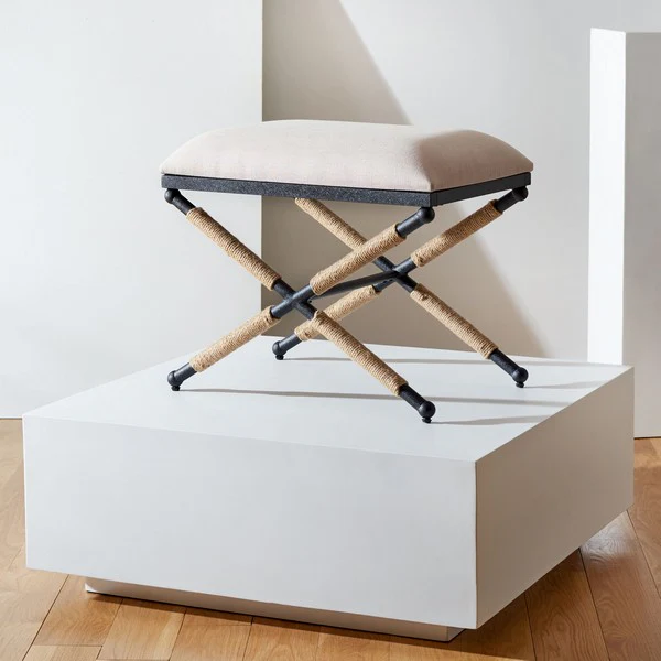 Safavieh Carmelo Hemp Wrapped Ottoman - Beige