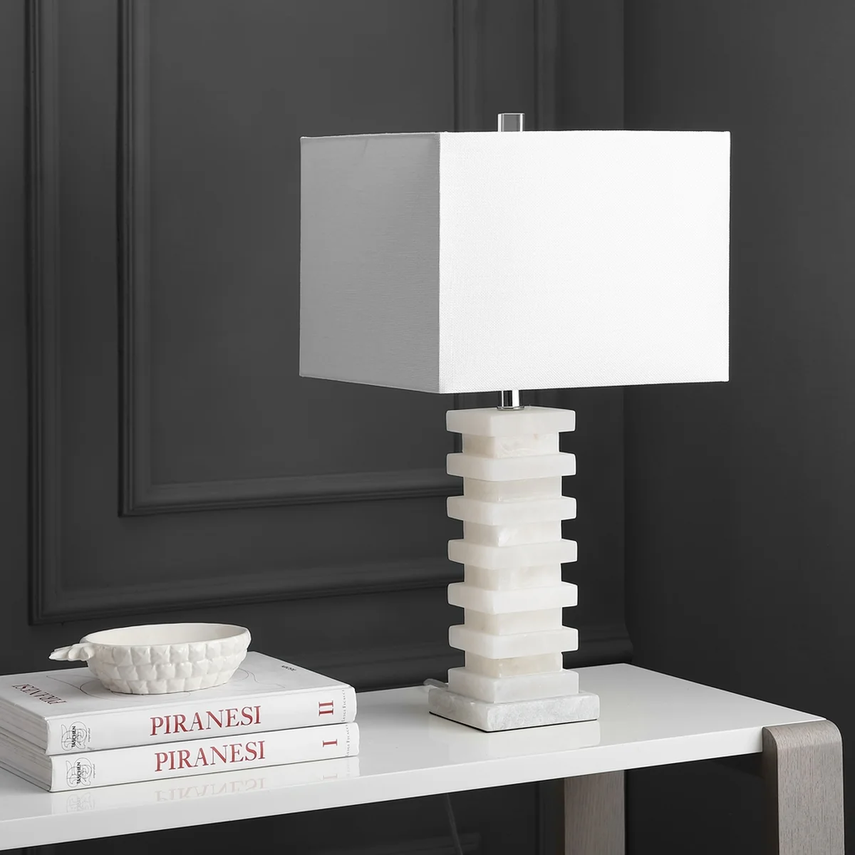 Safavieh Cinder 24.5-Inch H Table Lamp - White Alabaster