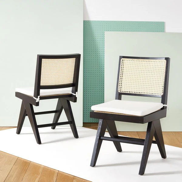 Safavieh Colette Rattan Dining Chair Set Of 2 - Black