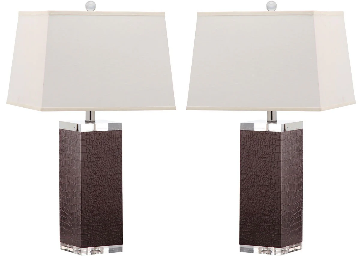 Safavieh Deco 27-Inch H Leather Table Lamp Set Of 2 - Brown