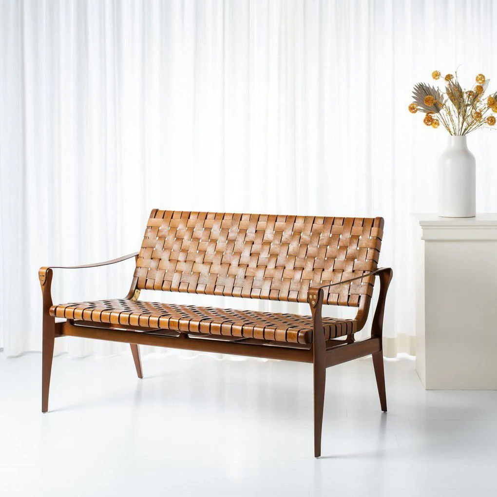 Safavieh Dilan Leather Loveseat - Brown