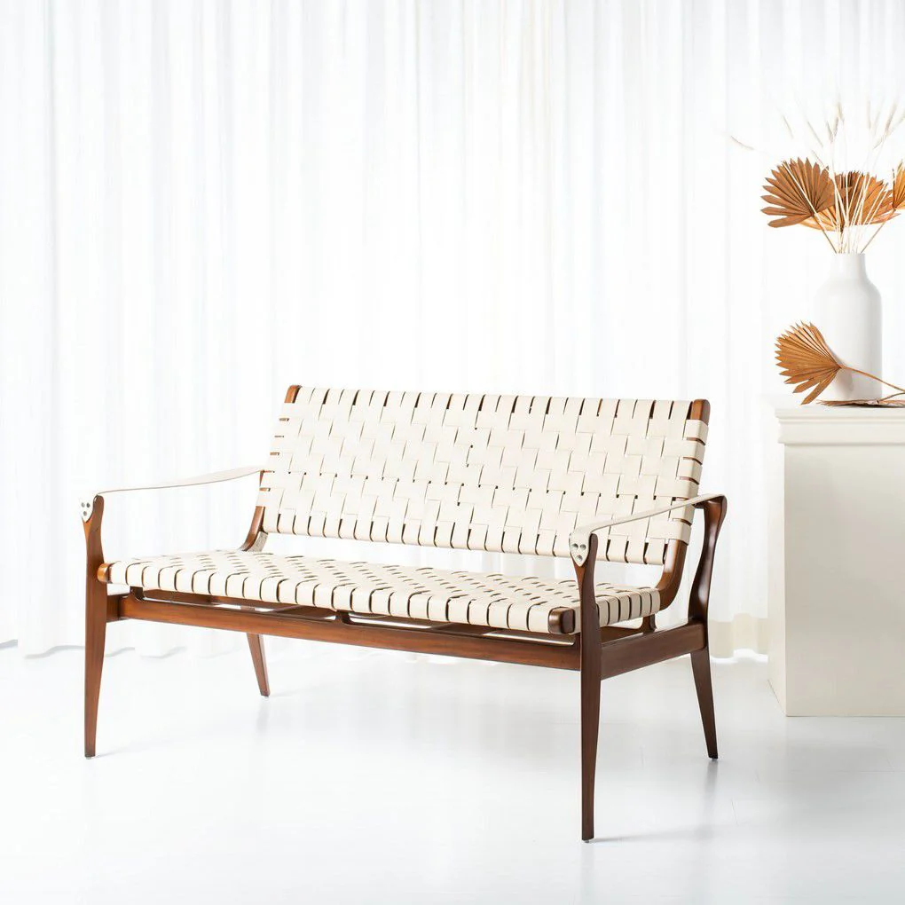 Safavieh Dilan Leather Loveseat - White