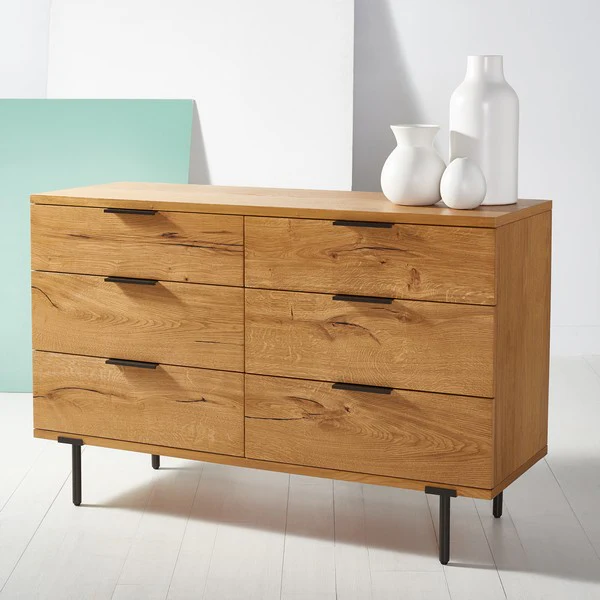 Safavieh Elizabella 6 Drawer Wood Dress - Oak