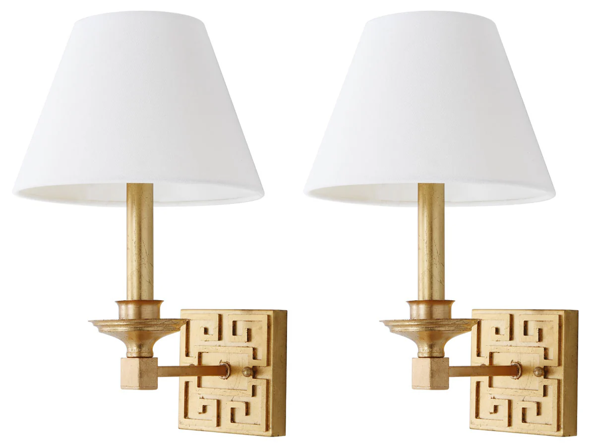 Safavieh Elvira Gold 15-Inch H Greek Key Wall Sconce Set Of 2 - Gold