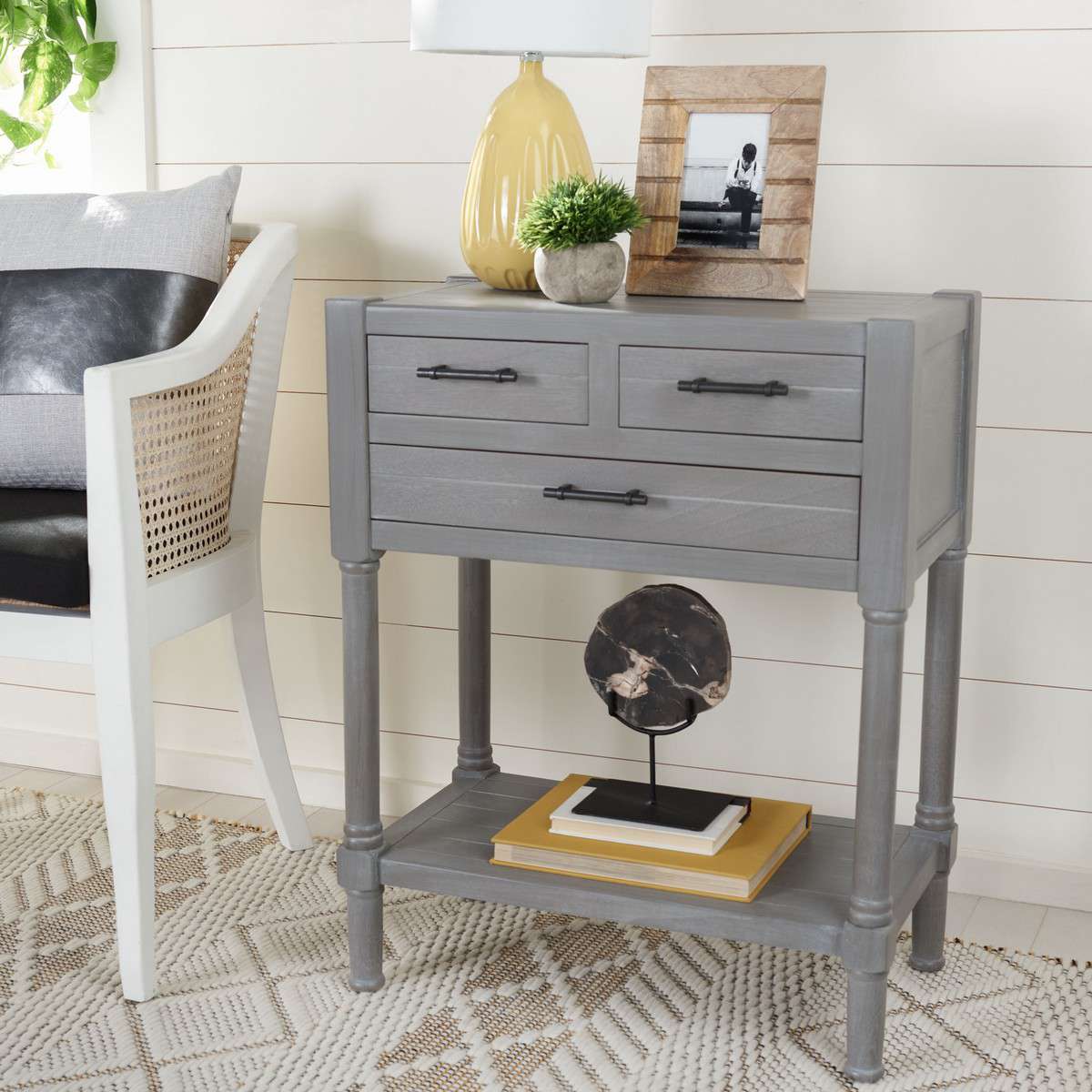 Safavieh Filbert 3 Drawer Console Table - White Washed Gray