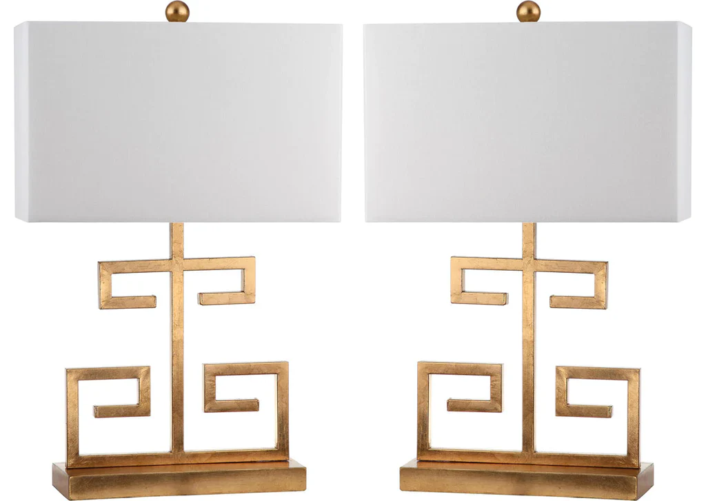 Safavieh Greek Key 25-Inch H Table Lamp Set Of 2 - Gold