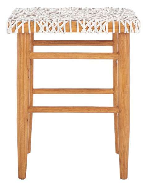 Safavieh Kaleo Woven Leather Counter Stool - White