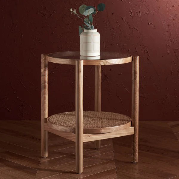 Safavieh Karyna Rattan & Glass Ac Table - Clear