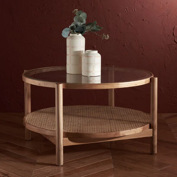 Safavieh Karyna Rattan & Glass Table - Clear