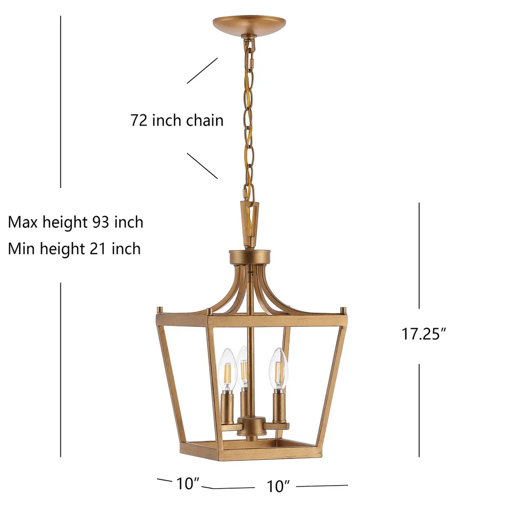 Safavieh Larton 3Lt Pendant - Gold Painted - Image 4