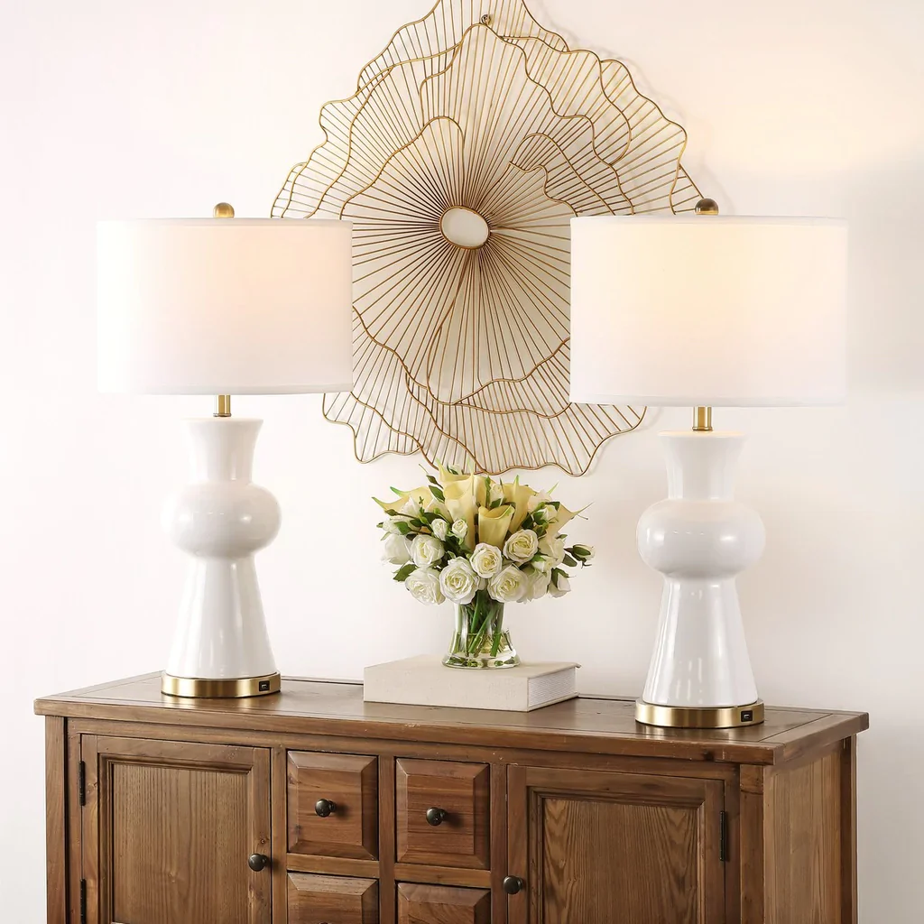 Safavieh Lola 30-Inch H Column Lamp Set Of 2 - White