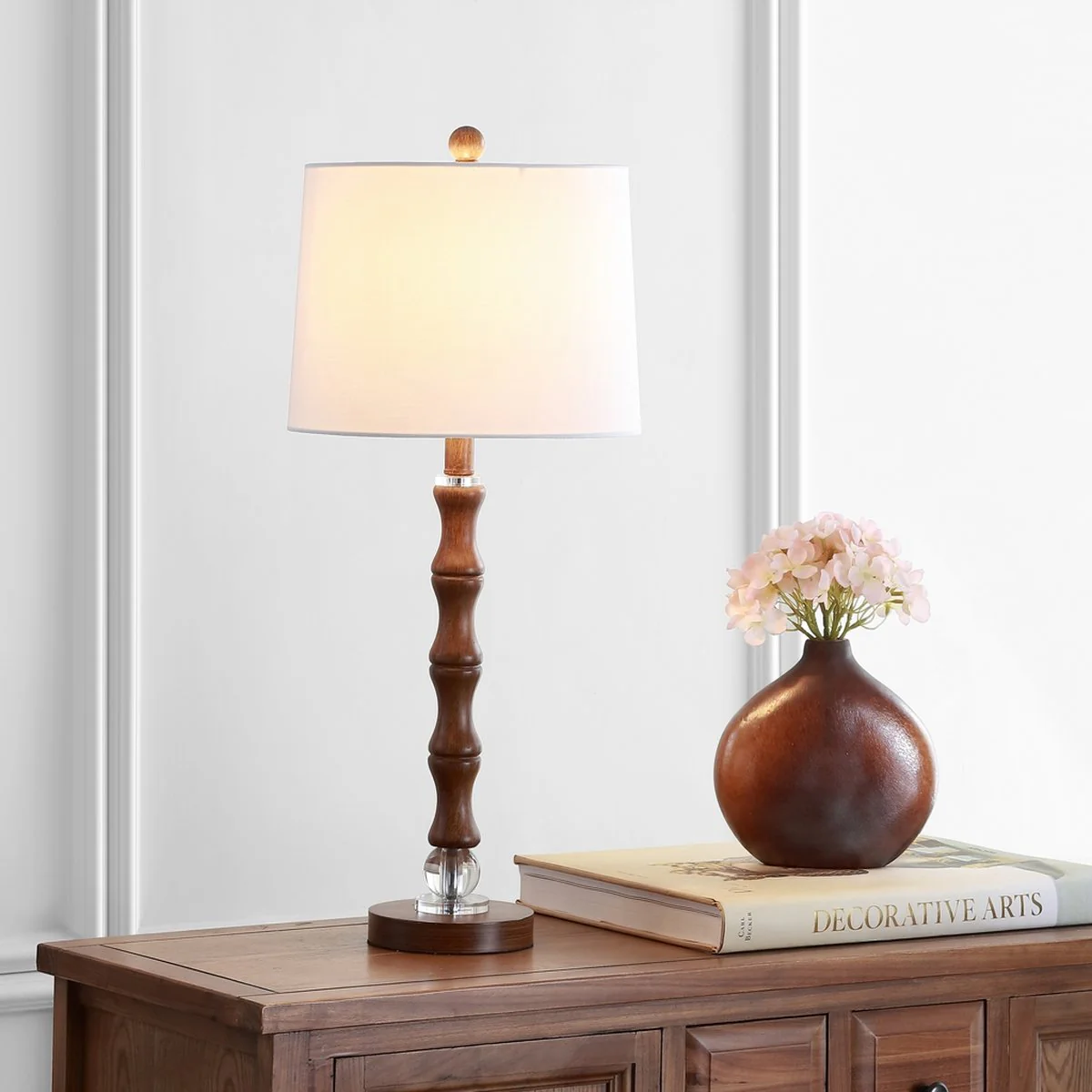 Safavieh Lukas Table Lamp - Dark Brown Wood Finish