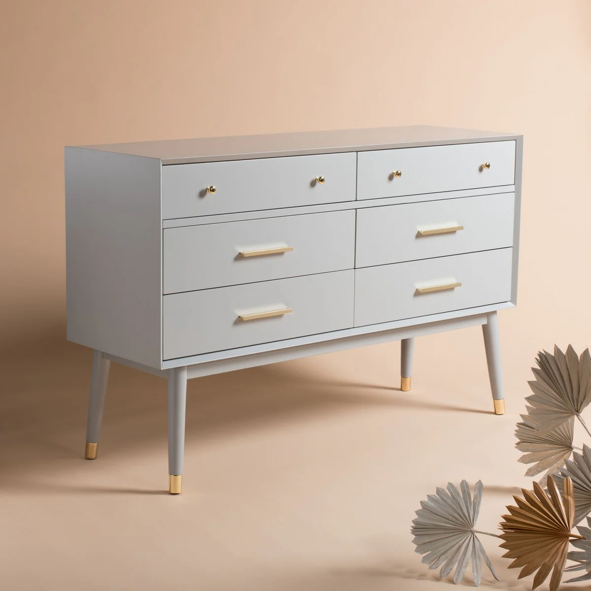 Safavieh Madden Retro Dresser - Gray and Brass