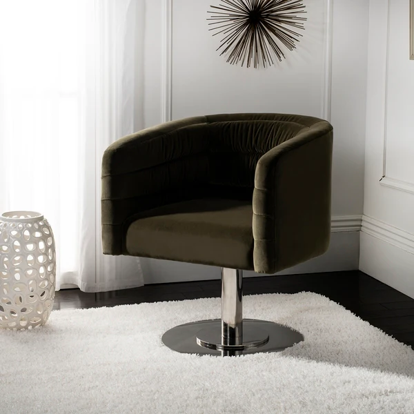 Safavieh Marie Velvet Swivel Tub Chair - Olive