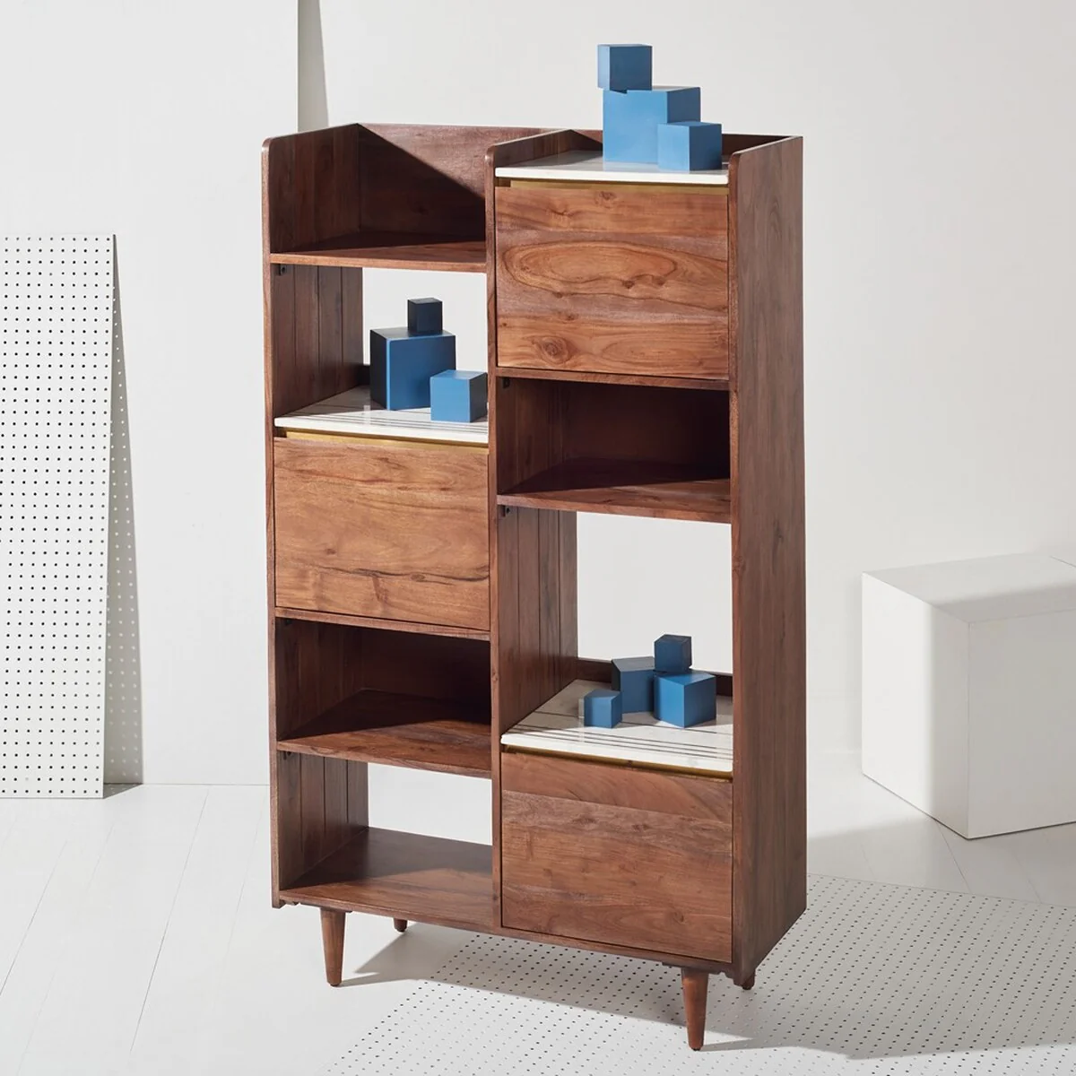 Safavieh Milana Marble Bookcase - Walnut