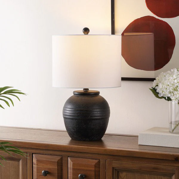 Safavieh Naturi, 20 Inch, Black, Ceramic Table Lamp - Black